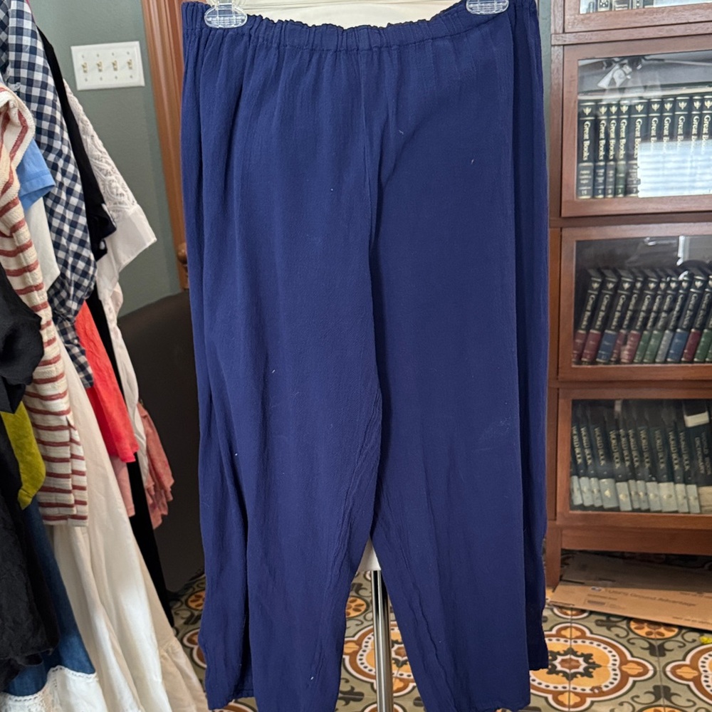 Oh My Gauze! Deep Navy Elastic-Waist Wide Leg Pants